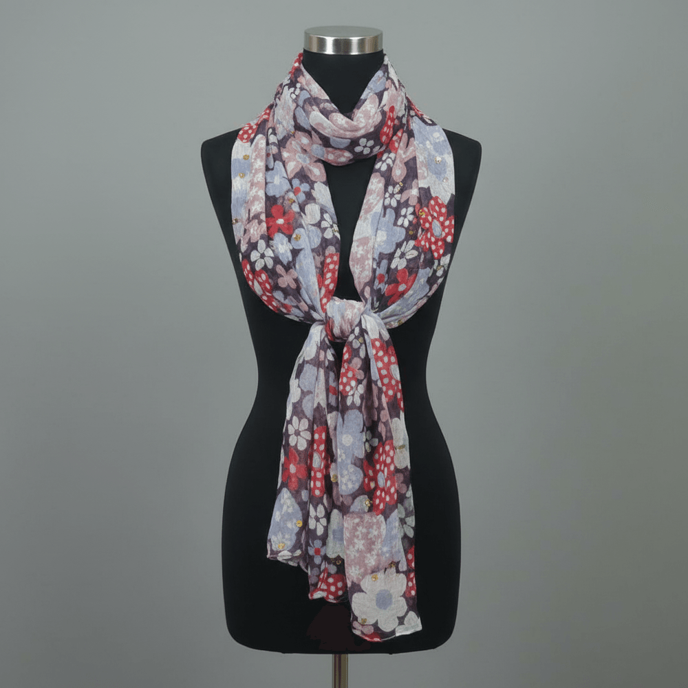 Premium Multicolor Floral Viscose Stole with Sequin