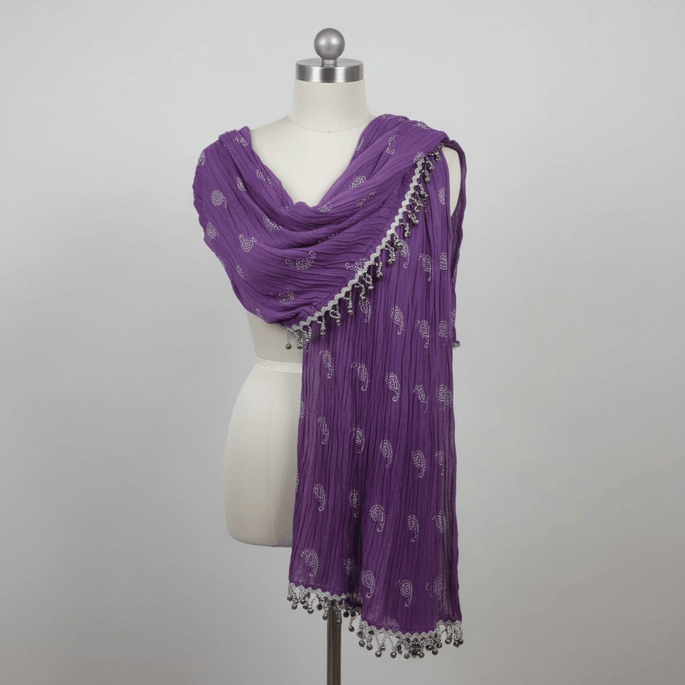 Premium Puple color Printed Cotton Stole