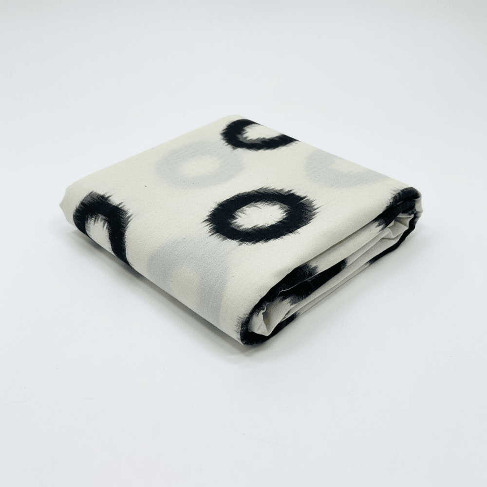 White & Black Circle Handwoven Cotton Ikat | SKU: IKK-222