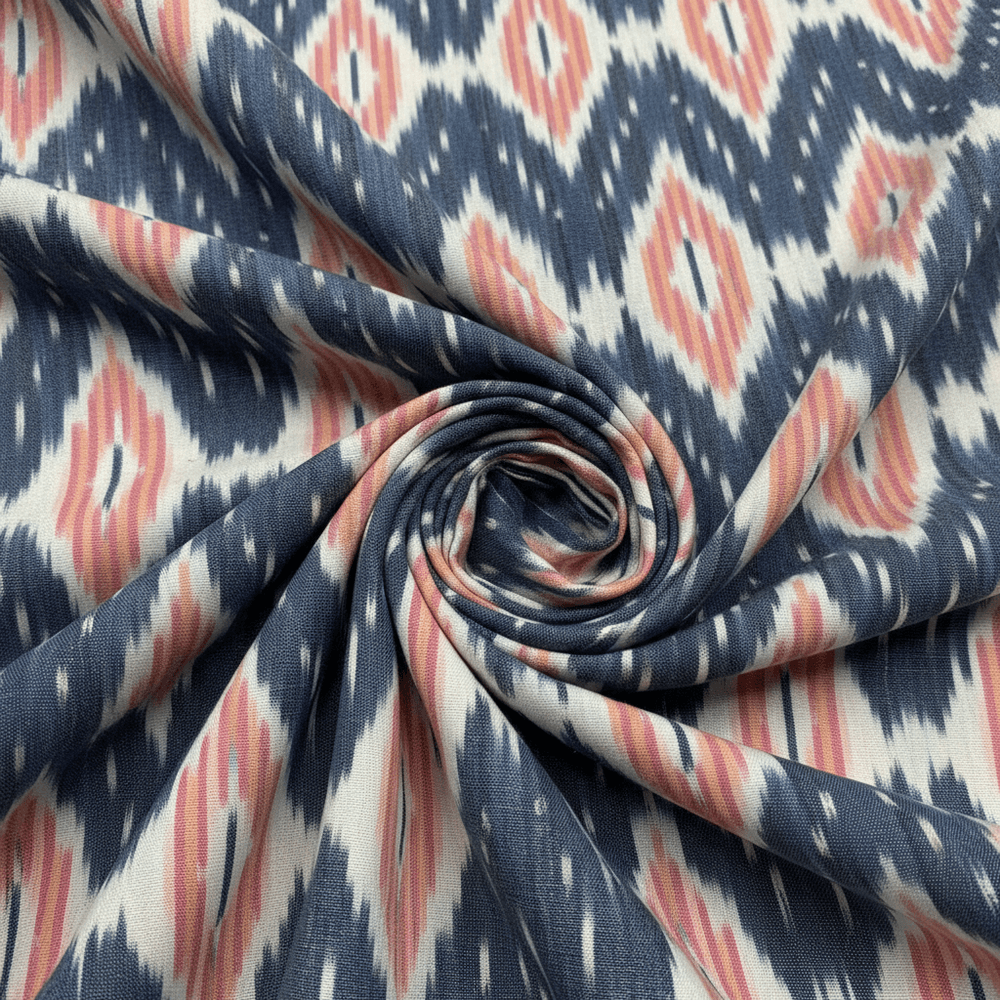Multicolor Handloom Cotton Heavyweight Thick Ikat Fabric for Jackets & Upholstery | Width: 54"