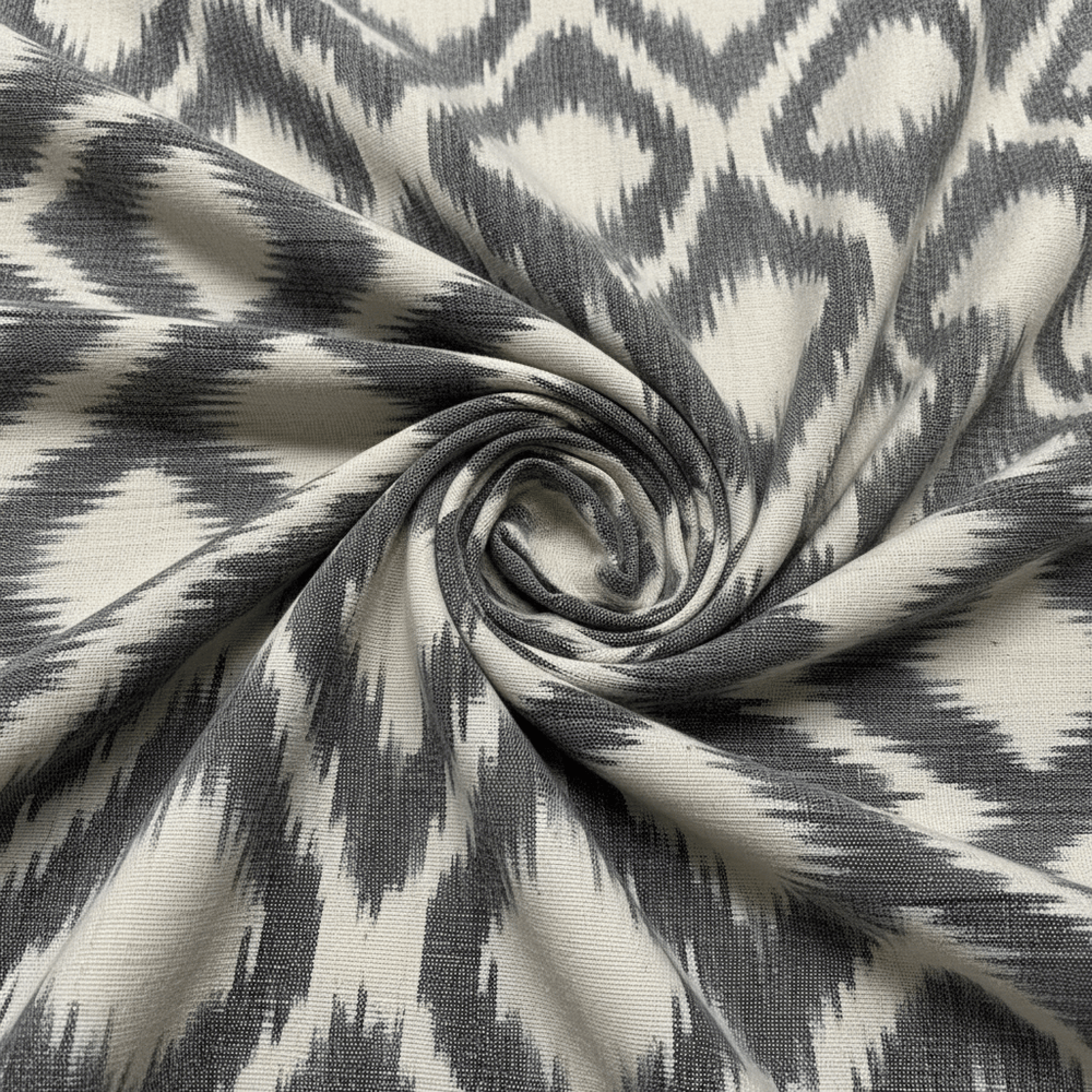 White & Grey Cotton Handloom Heavyweight Thick Ikat Fabric for Jackets & Upholstery | Width: 44"