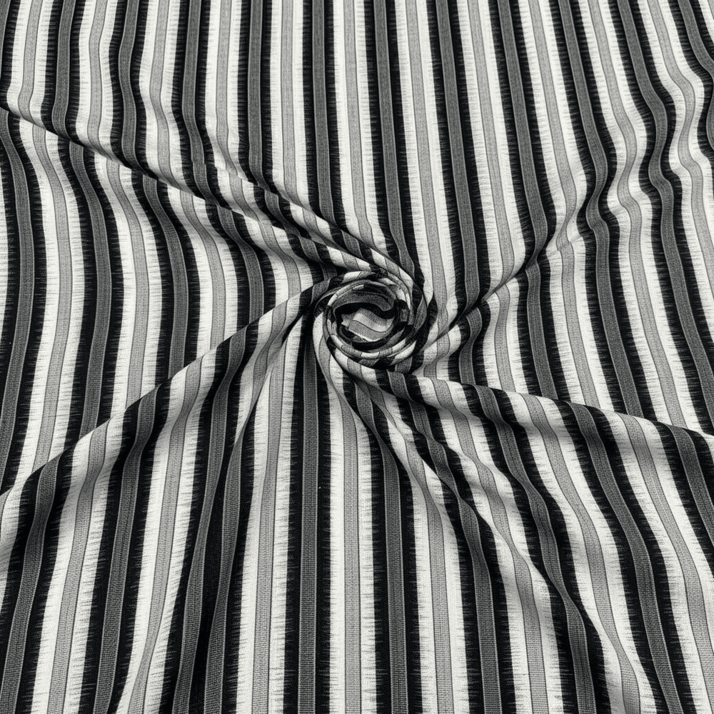 Black & White Stripe Handwoven Cotton Double Ikat Fabric