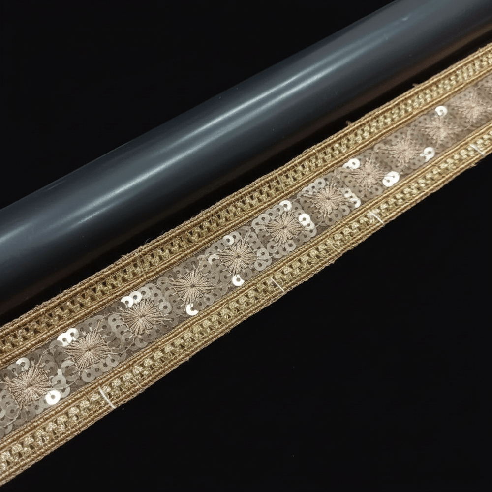 Copper & Sequin Zari Lace Set of 5 Meter | SKU: Z-2