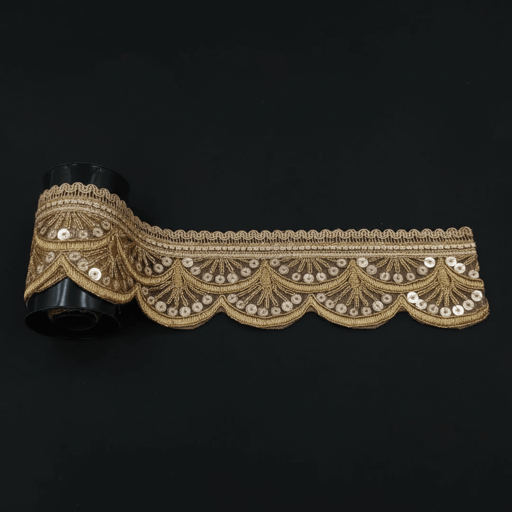 Golden Sequin Zari Lace Set of 5 Meter | SKU: Z-7
