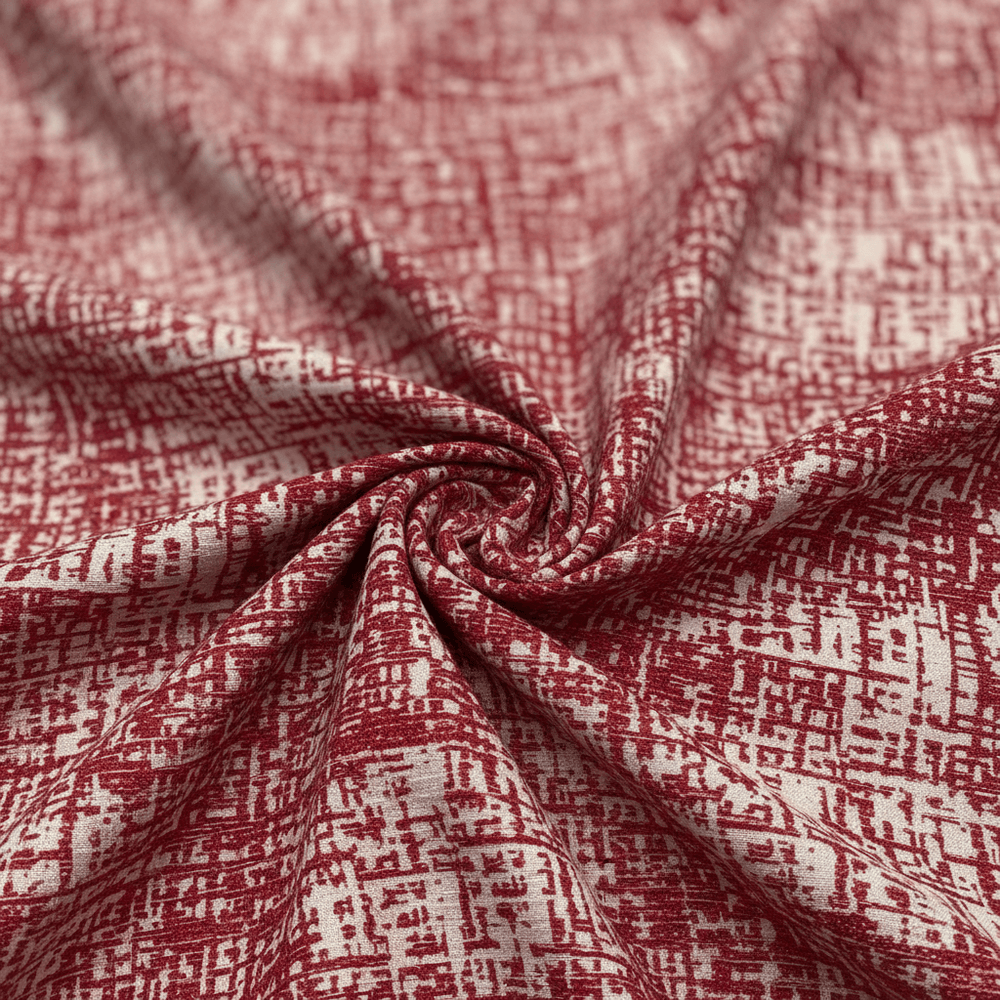 Red Abstract Cotton Blend Jacquard