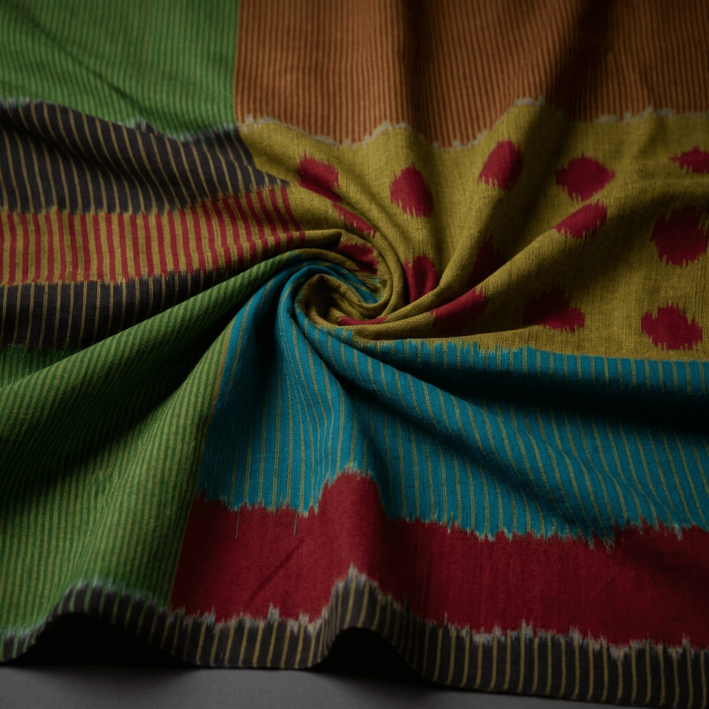 Multicolor Design Fine Quality Cotton Handloom Cotton Ikat Fabric for Dress Material | Width: 44"