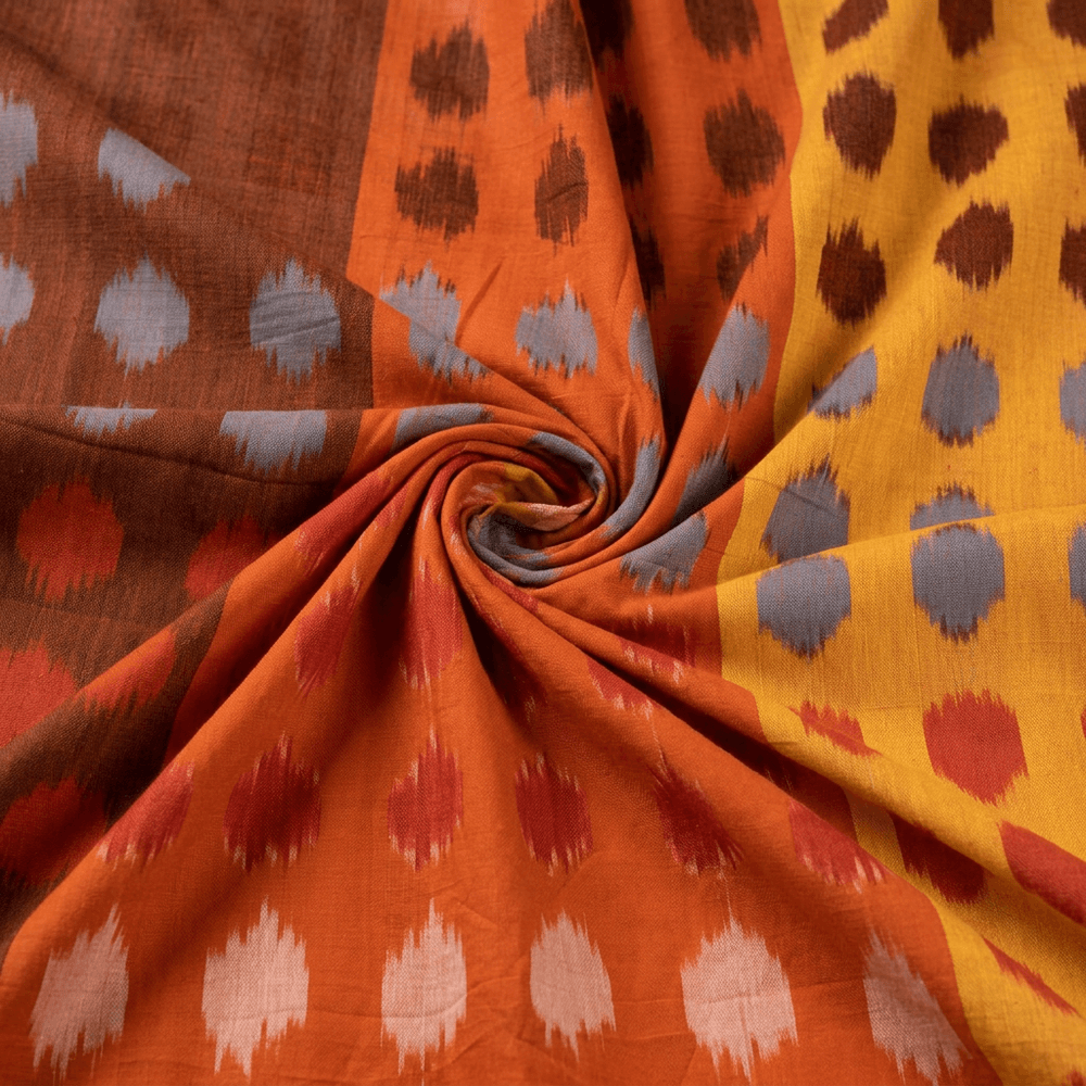 Multicolor Dot Design Fine Quality Cotton Handloom Ikat Fabric for Dress Material | Width : 44"