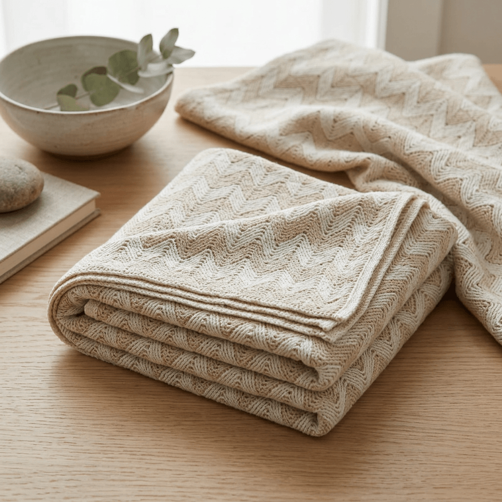 Beige & White Cotton Net Fabric for Shirt & Dresses