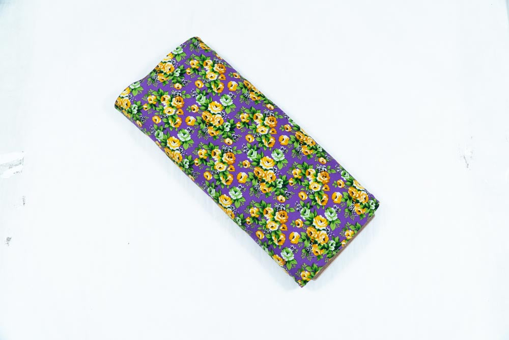 Yellow, Green & Purple Corduroy Thick Cotton Print