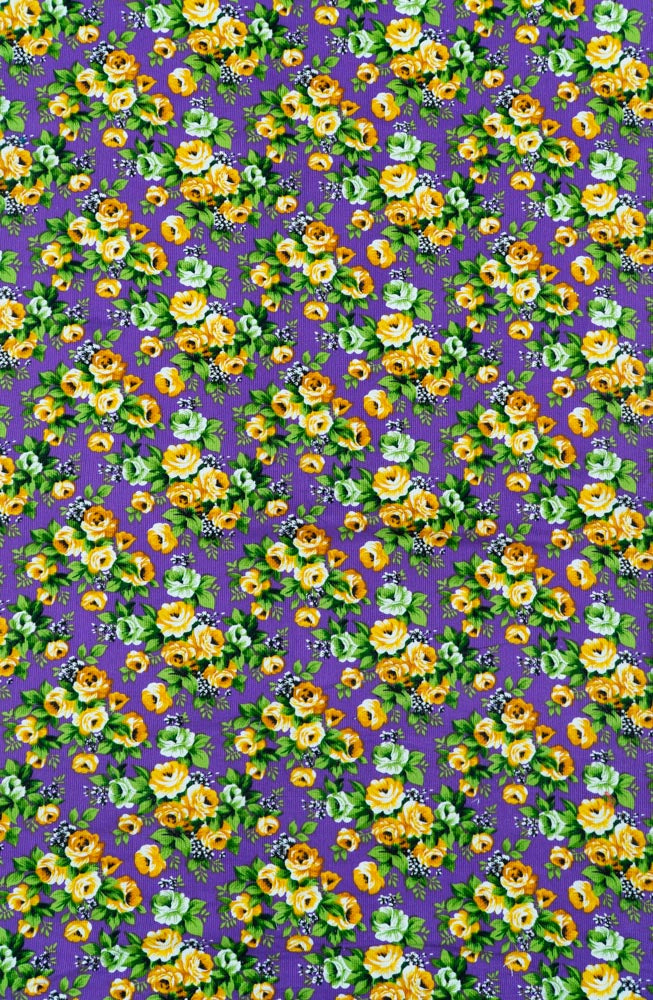 Yellow, Green & Purple Corduroy Thick Cotton Print