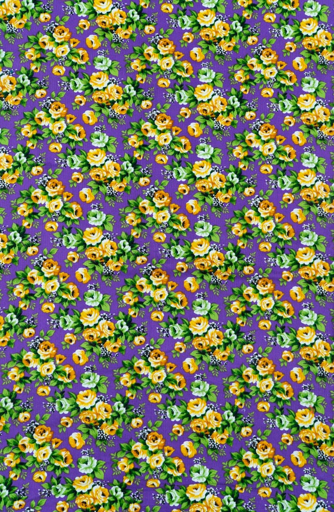 Yellow, Green & Purple Corduroy Thick Cotton Print
