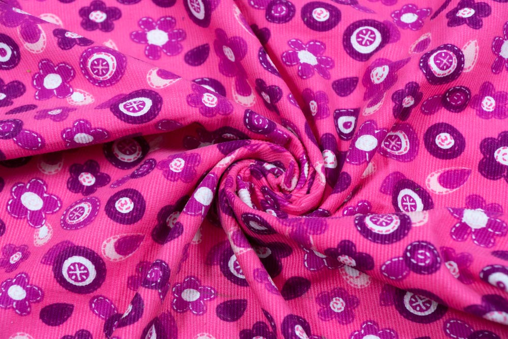 Pink Corduroy Thick Cotton Print