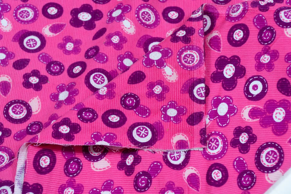 Pink Corduroy Thick Cotton Print