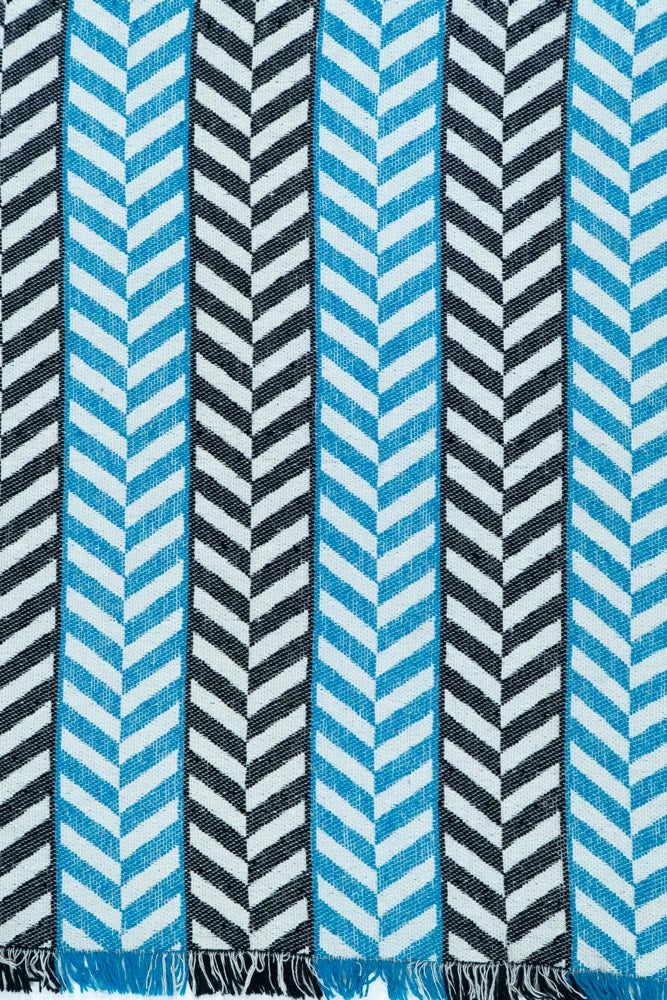 White, Blue & Black Cotton Blend Jacquard | SKU: JDD-61