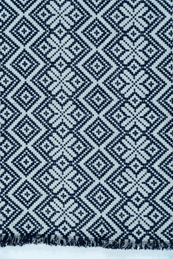 Dark Blue & White Cotton Jacquard (Sku: JDD-73)
