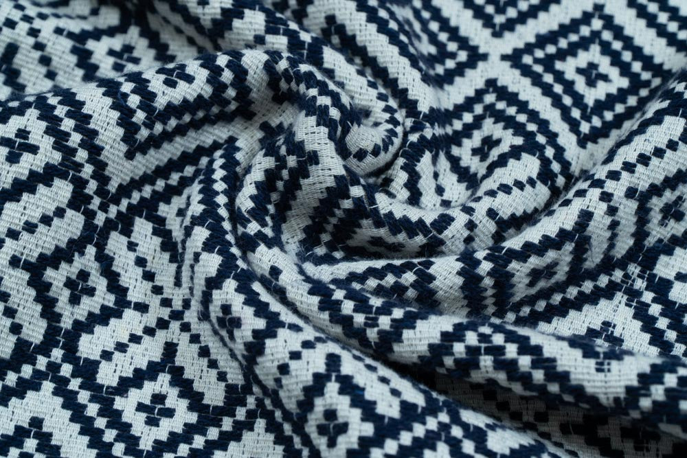Dark Blue & White Cotton Jacquard (Sku: JDD-73)