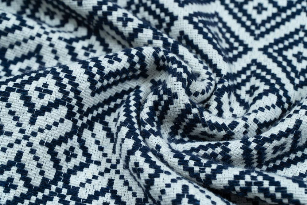 Dark Blue & White Cotton Jacquard (Sku: JDD-73)