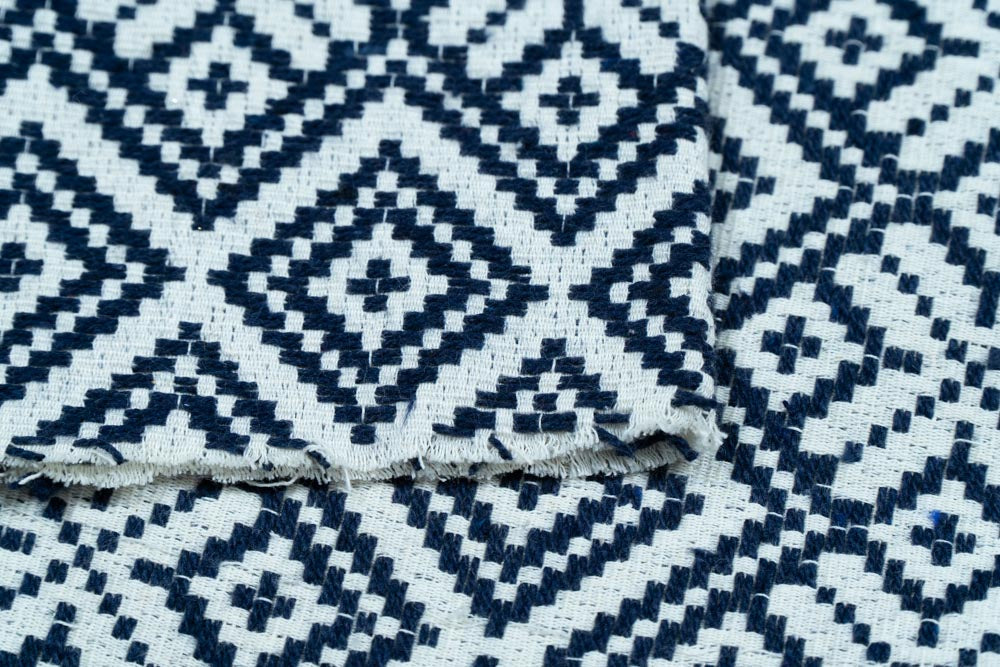 Dark Blue & White Cotton Jacquard (Sku: JDD-73)