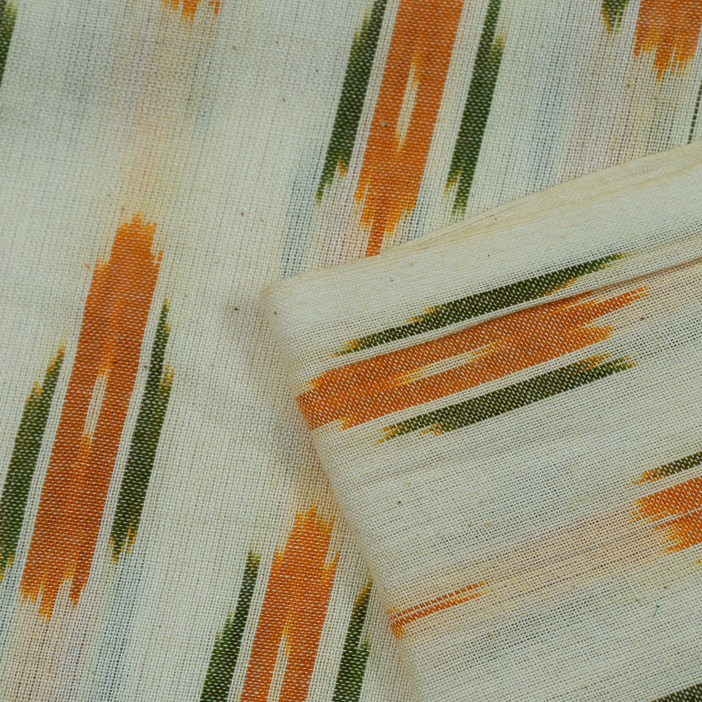 Mustard Green Cotton Woven Handloom Ikat (Sku: IK-39)