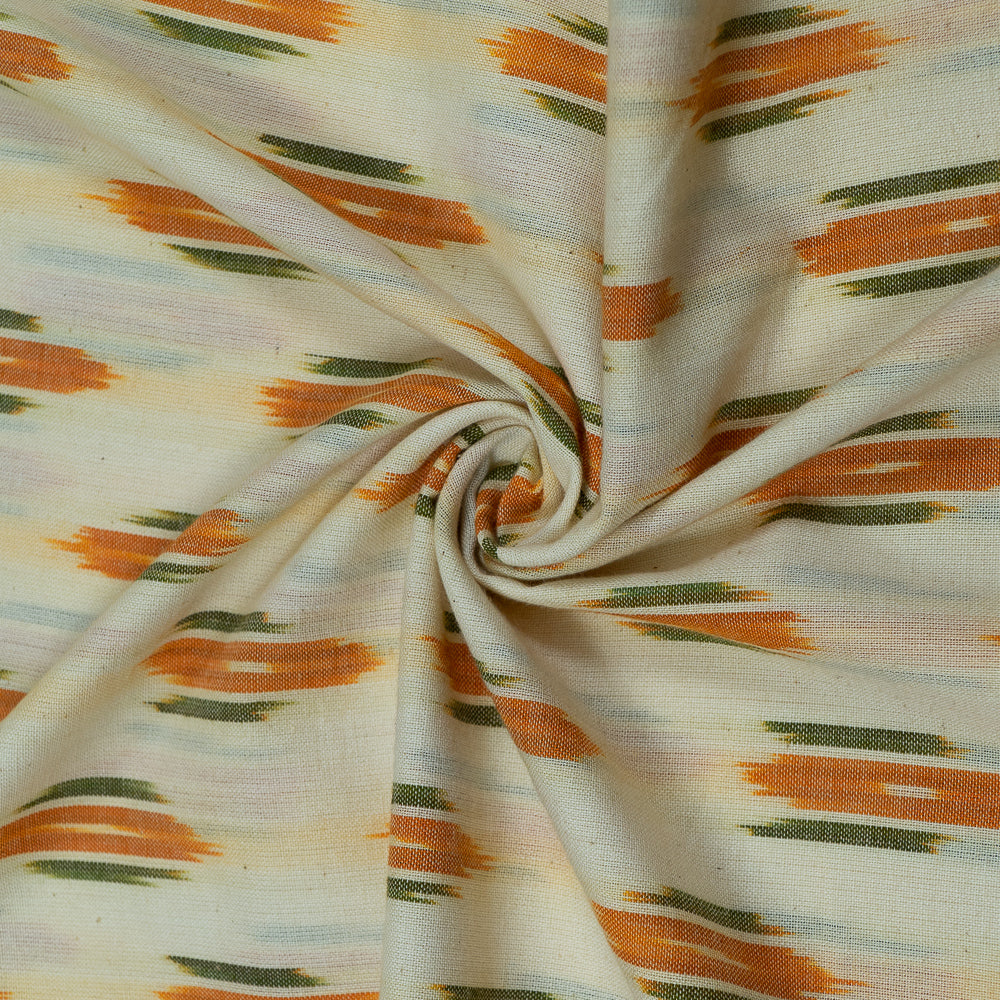 Mustard Green Cotton Woven Handloom Ikat (Sku: IK-39)