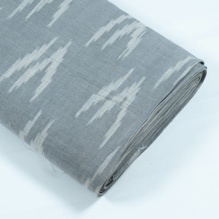 Grey & White Linen Cotton Blend Ikat (Sku: IK-267)