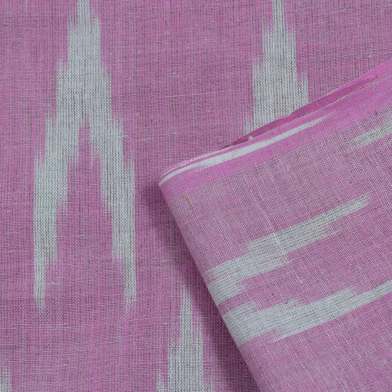 Pink & White Linen Cotton Blend Ikat (Sku: IK-265)