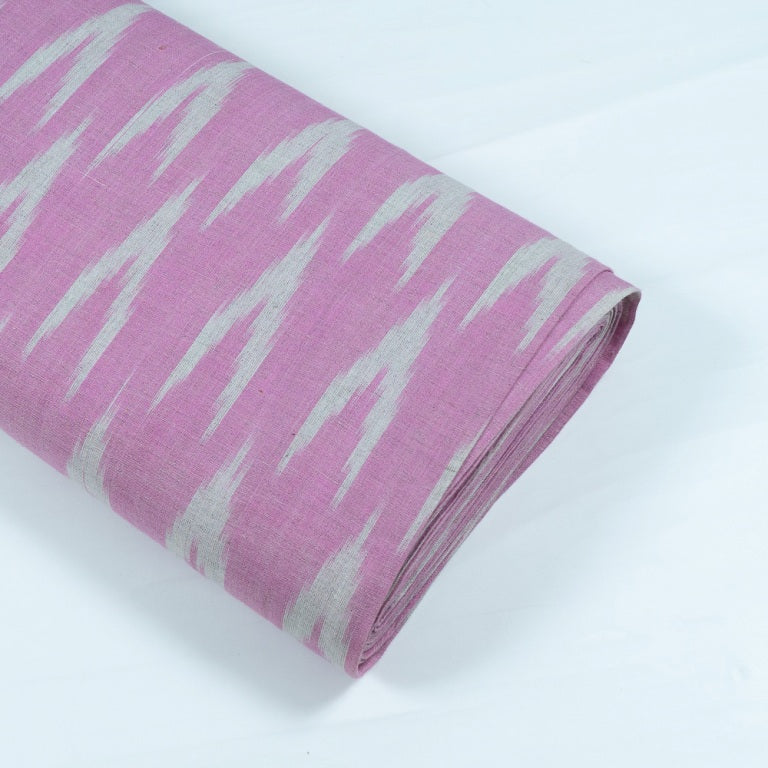 Pink & White Linen Cotton Blend Ikat (Sku: F-33)