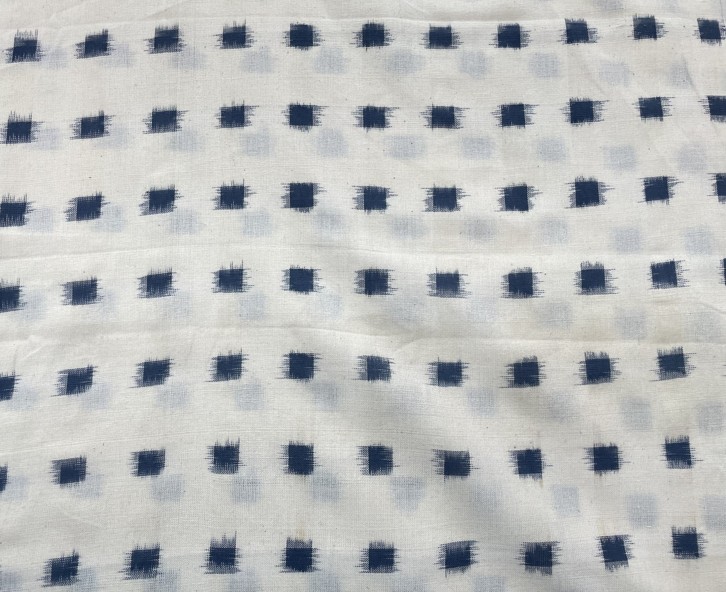 Blue & White Box Handwoven Cotton Double Ikat (Sku: IK-282)
