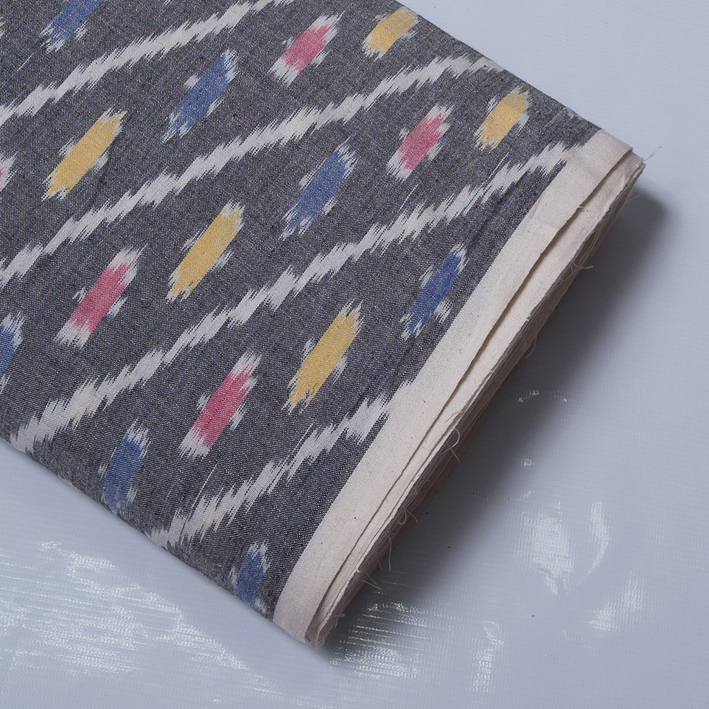 Grey Base Diagonal Cotton Woven Handloom Ikat (Sku: IK-141)