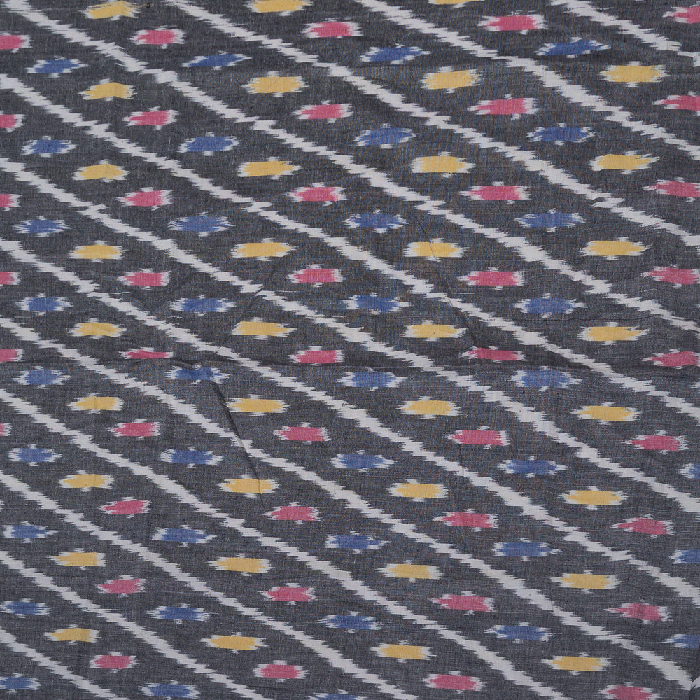 Grey Base Diagonal Cotton Woven Handloom Ikat (Sku: IK-141)