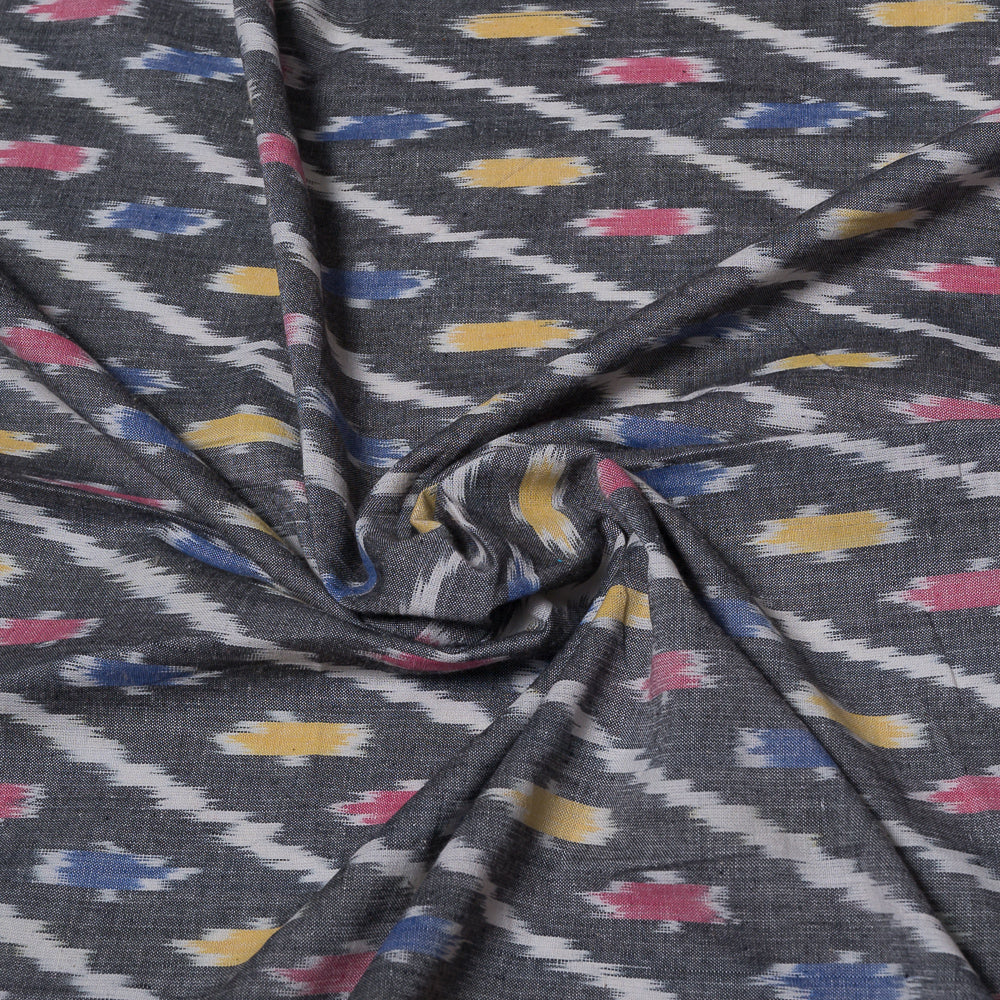 Grey Base Diagonal Cotton Woven Handloom Ikat (Sku: IK-141)