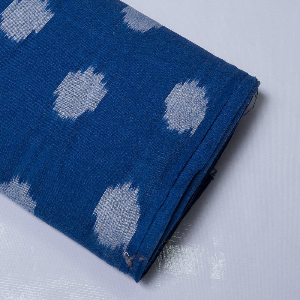 Blue & White Circle Dot Cotton Handloom Ikat (Sku: IK-247)