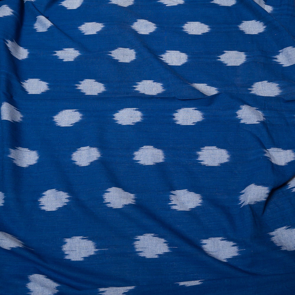 Blue & White Circle Dot Cotton Handloom Ikat (Sku: IK-247)