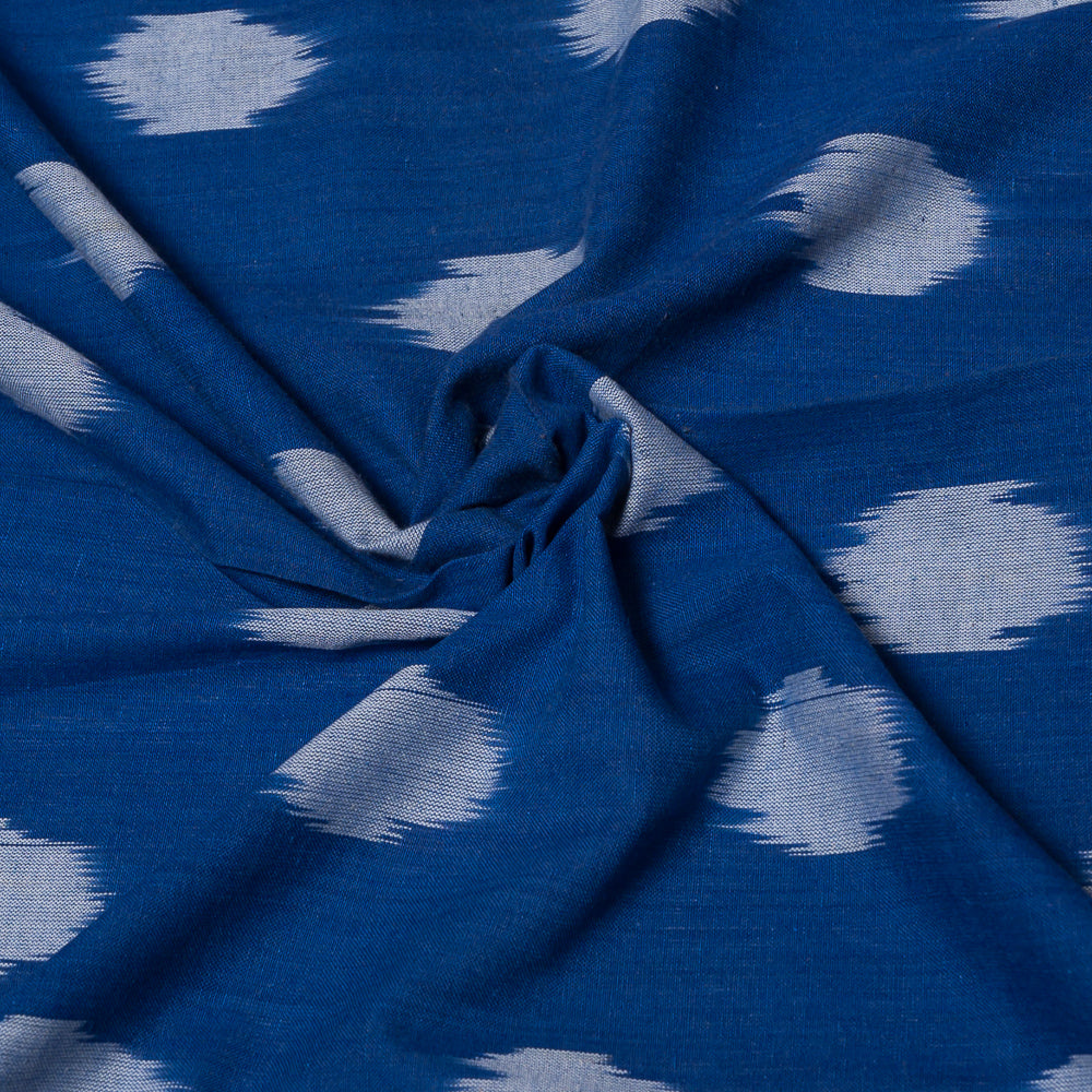 Blue & White Circle Dot Cotton Handloom Ikat (Sku: IK-247)