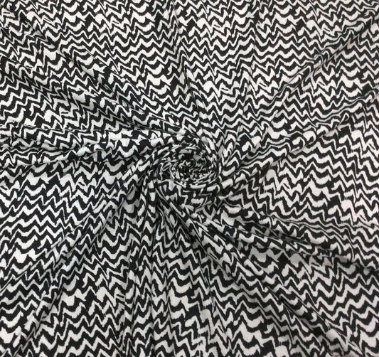 Black And White Rayon Print Fabric