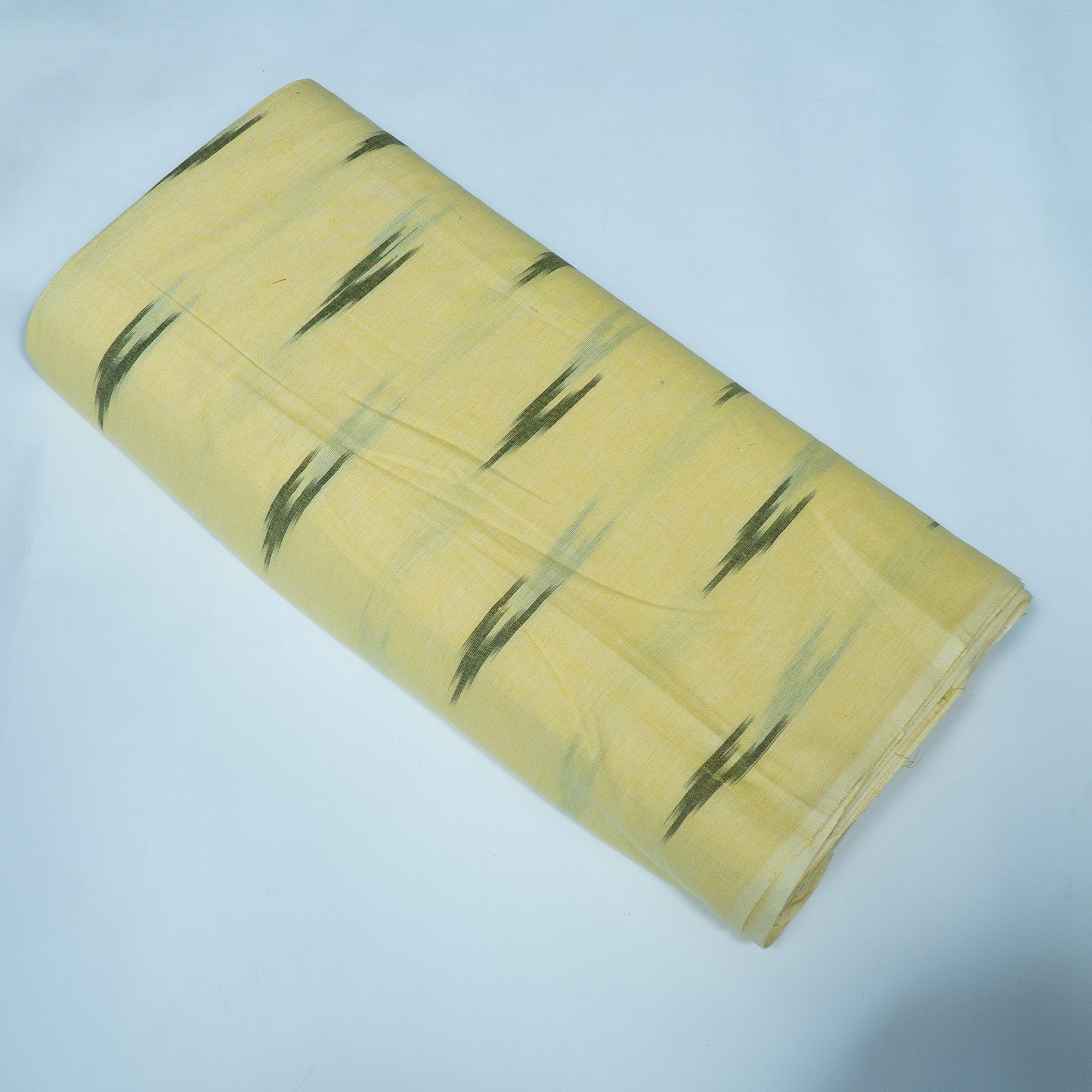 Yellow & Green Design Cotton Ikat Fabric for Dress Material | Width: 44"