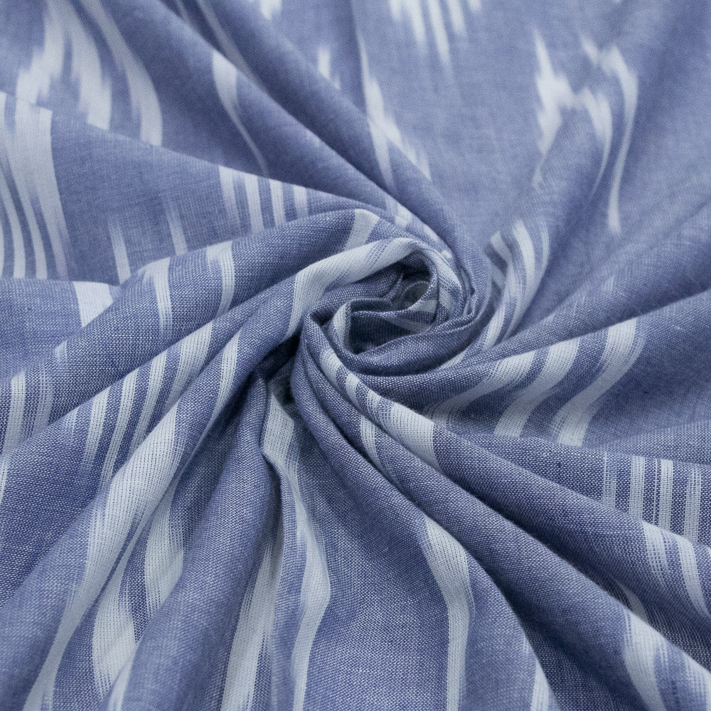 Blue & White Soft Finish Cotton Handloom Woven Ikat (Sku: I-461)