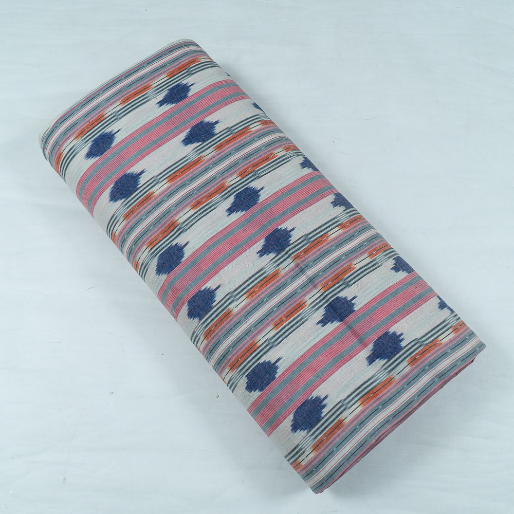 Orange, Pink & Blue Cotton Handloom Ikat | SKU: I-796