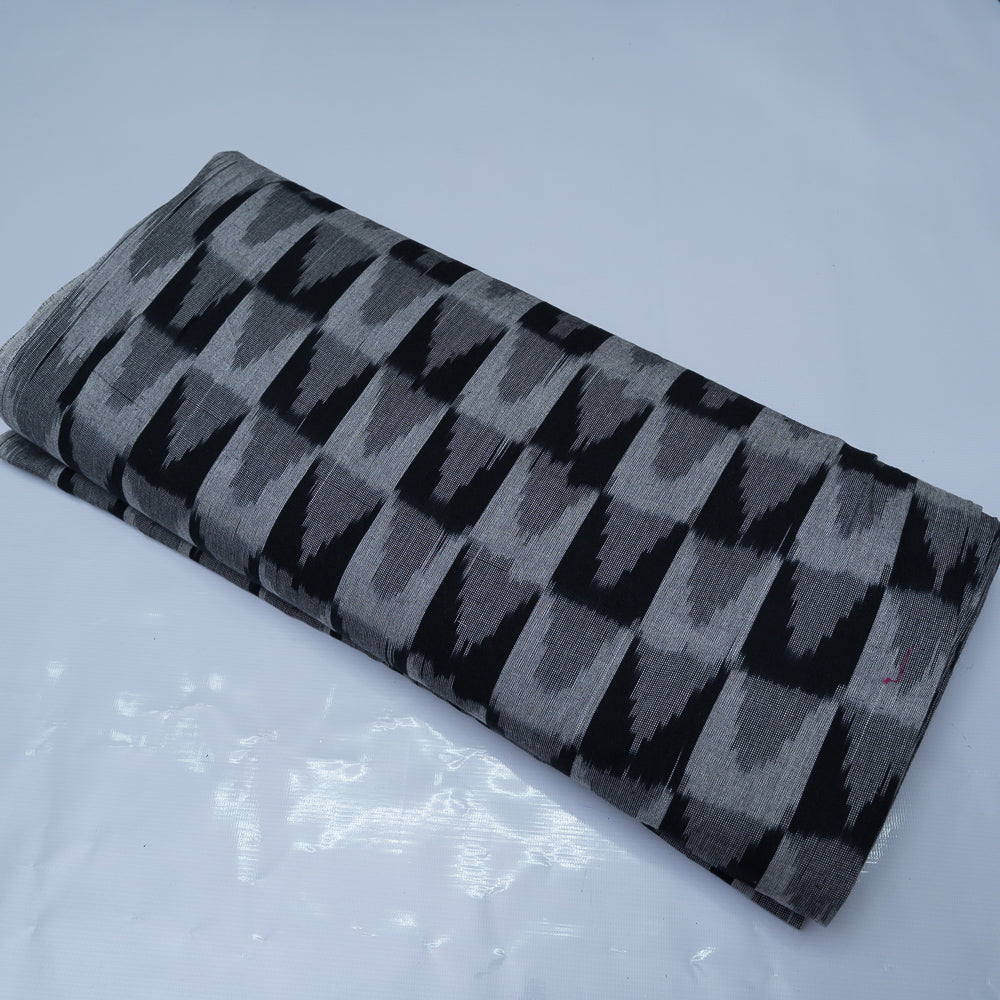 Black & Grey Geometric Cotton Handloom Ikat (Sku: I-810)