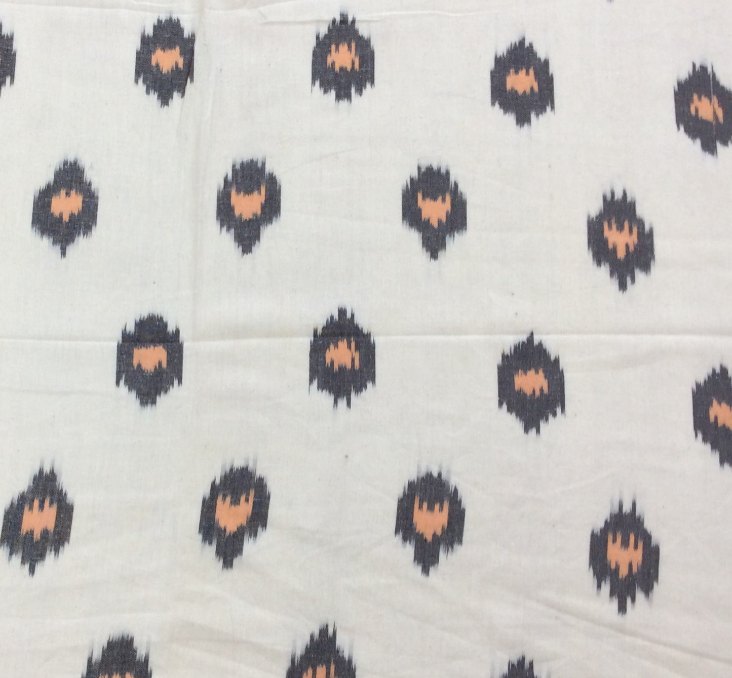 White, Black & Yellow Fine Quality Cotton Handloom Ikat (Sku: IK-226)