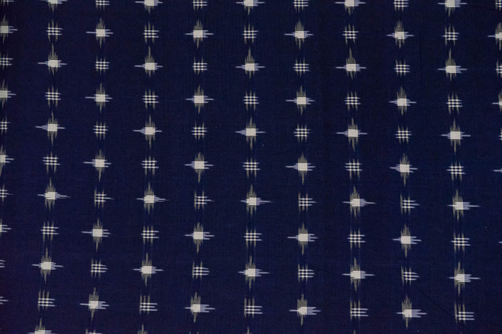 Blue Check Handloom Cotton Double Ikat (SKU: IK-293)