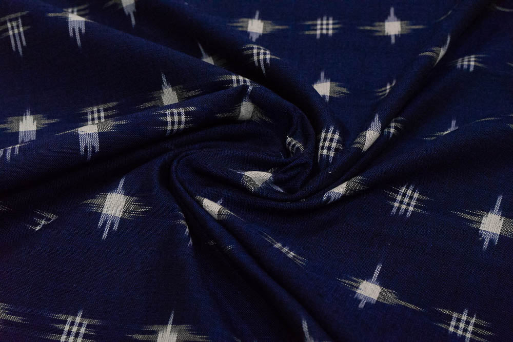 Blue Check Handloom Cotton Double Ikat (SKU: IK-293)