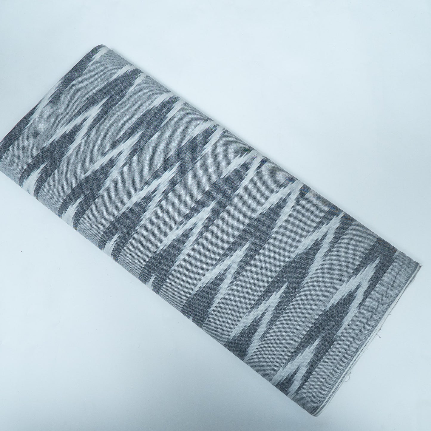 Grey & White Chevron Stripe Design Cotton Ikat Fabric for Dress Material Fabric for Dress Material | Width: 44"
