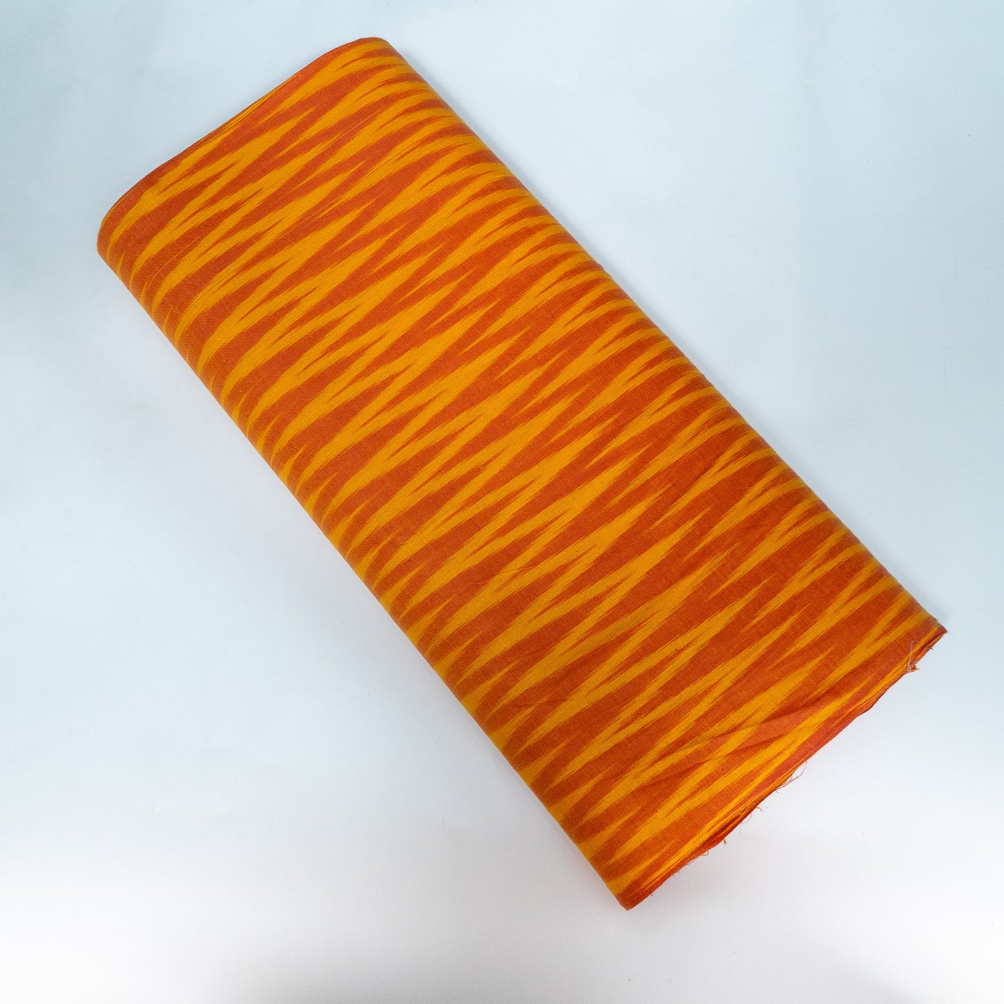 Orange & Yellow Chevron Design Cotton Ikat Fabric for Dress Material | Width: 44