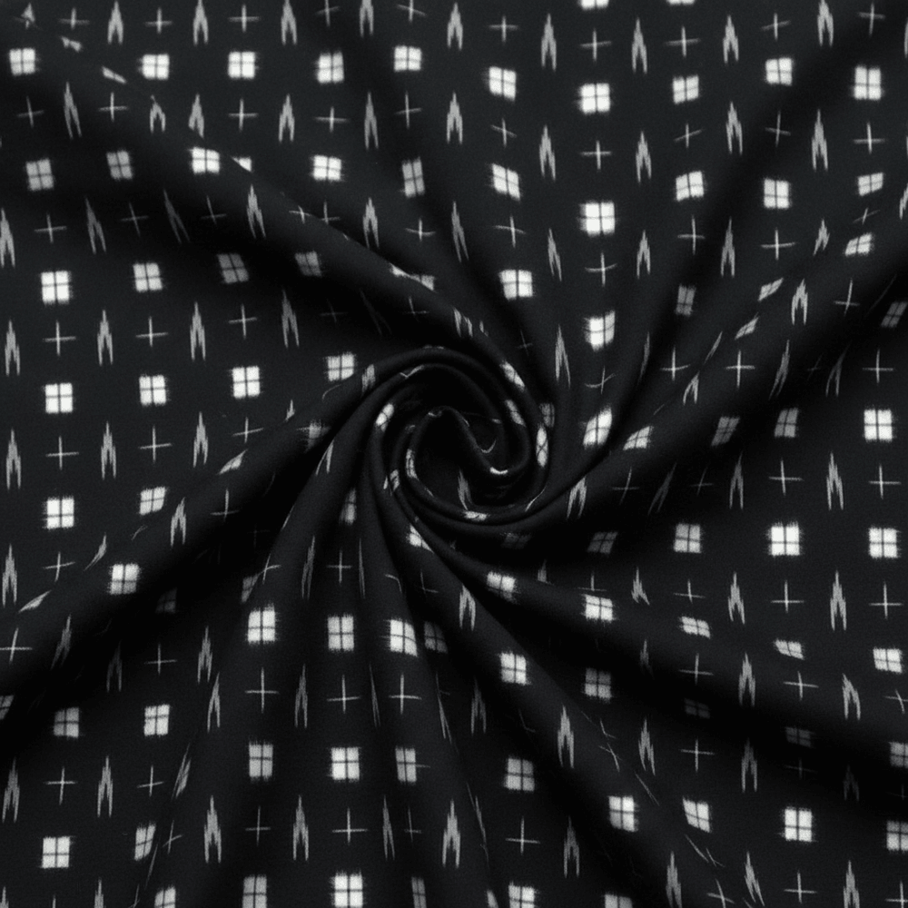 Black & White Cottton Handwoven Double Ikat | SKU: IK-424