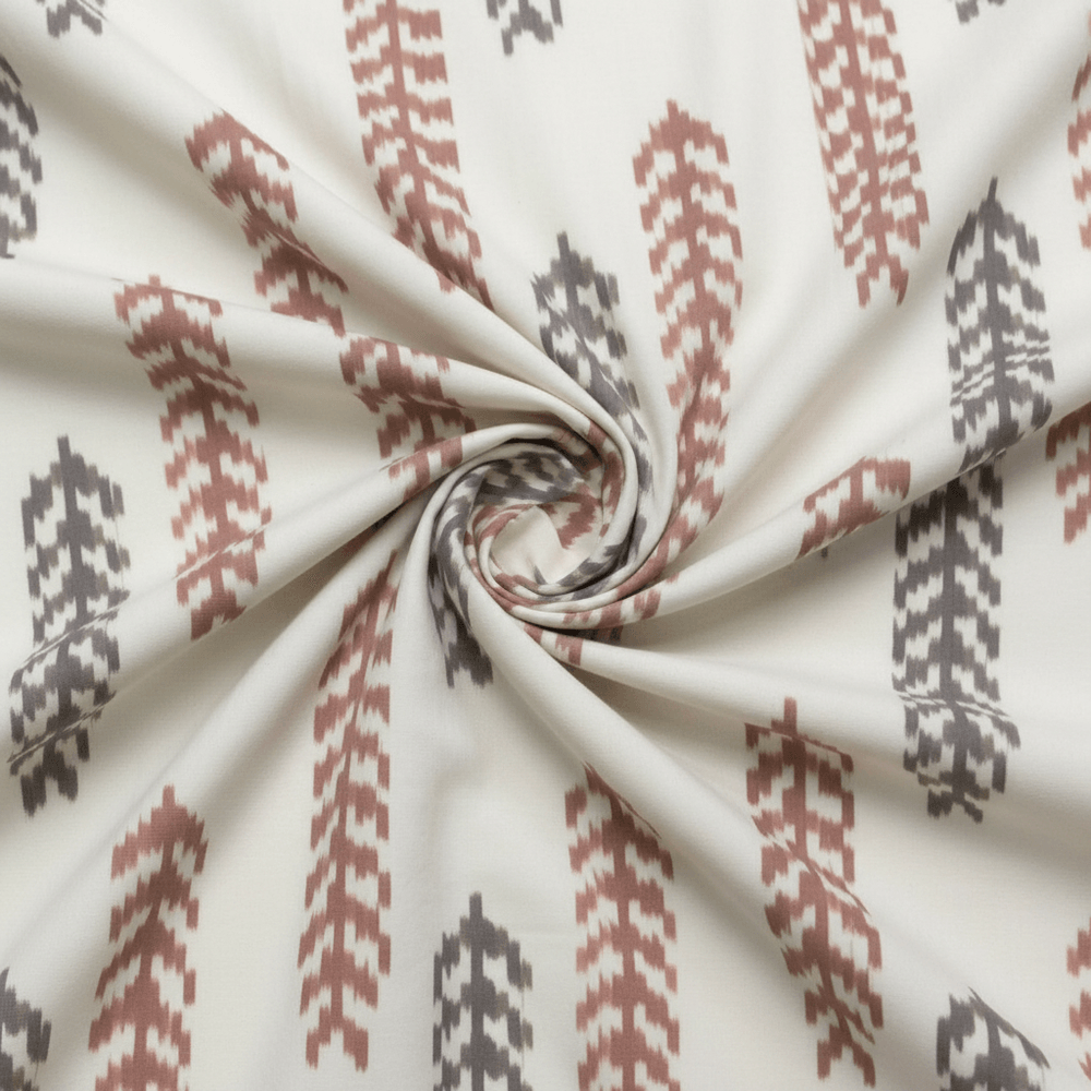Brown & White Fine Quality Cotton Woven Handloom Ikat Fabric for Dress Material | Width: 44"