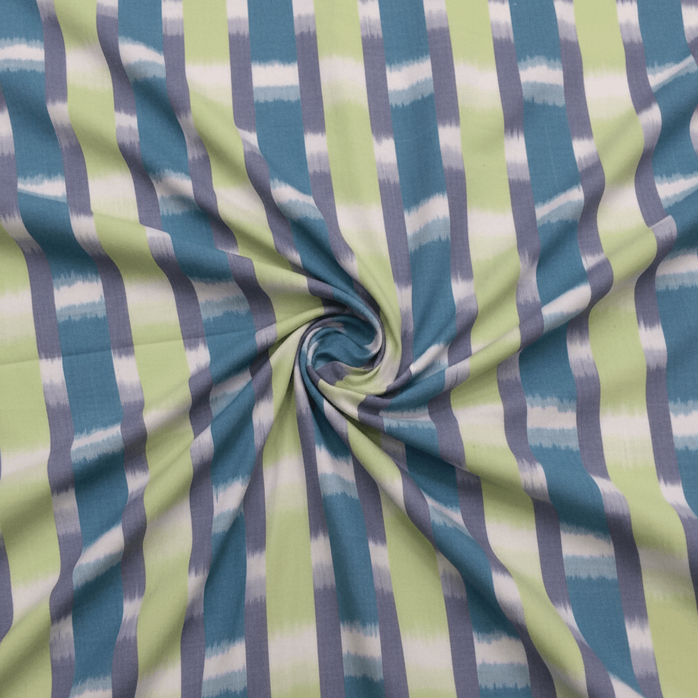 Multicolor Stripe Cotton Handloom Ikat Fabric for Dress Material | Width: 44"