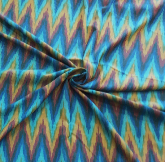 Multicolor Chevron Fine Quality Cotton Handloom Ikat (Width: 44 inches or 112 cm)