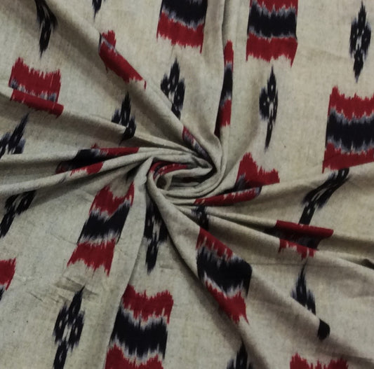 Grey color Handloom Cotton Thick Ikat (Width: 44 inches or 112 cm)
