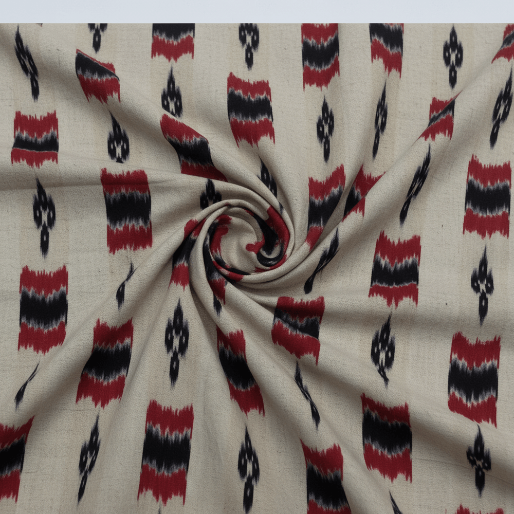 Grey color Handloom Cotton Thick Ikat | SKU: IK-578